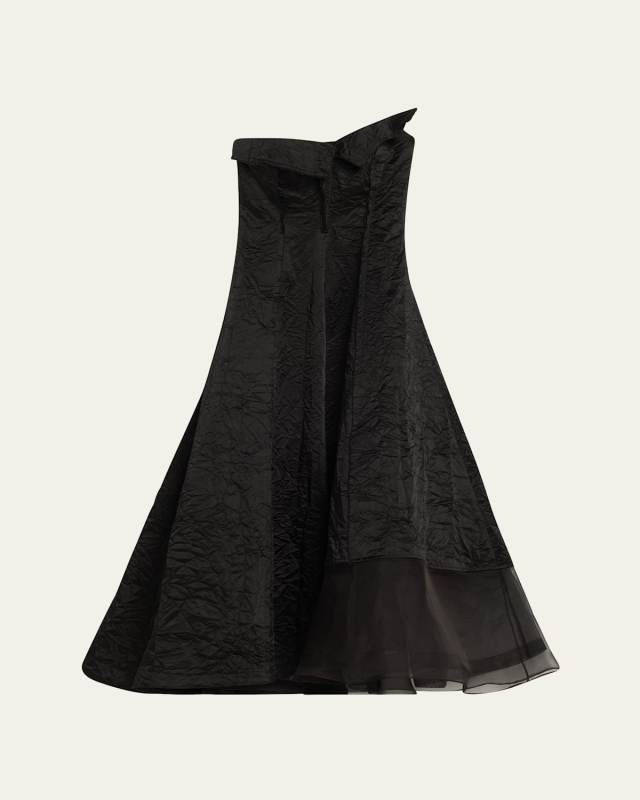 Crushed Satin Deconstructed Strapless Gown